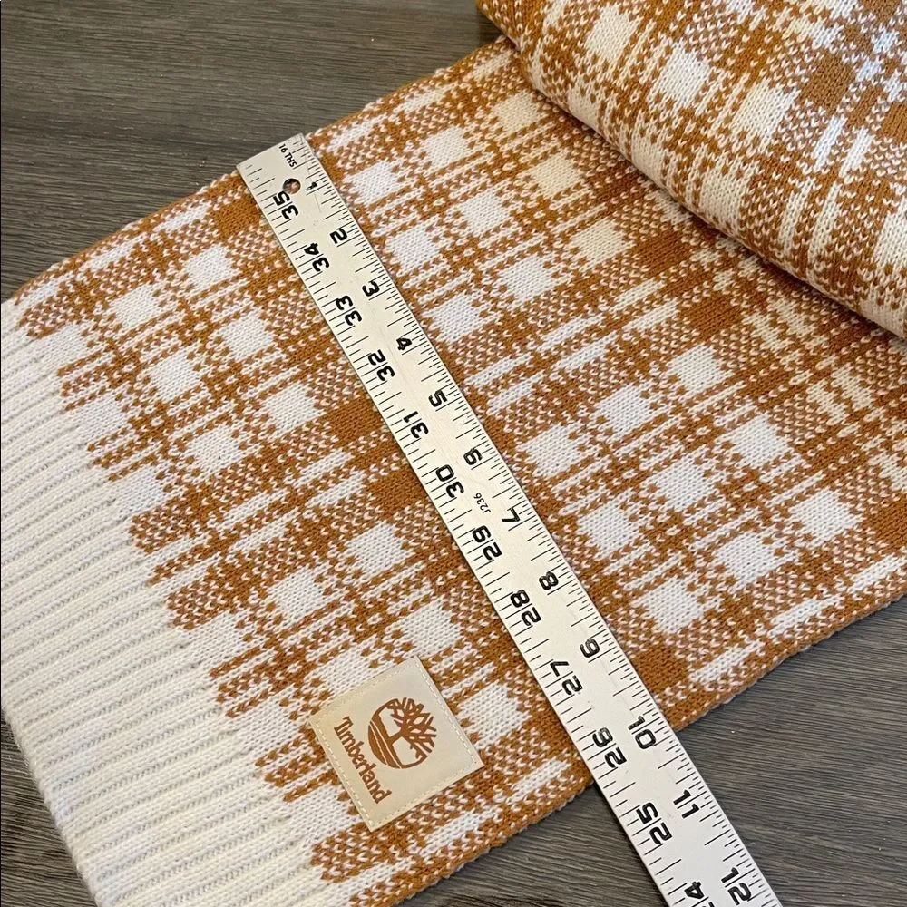 Timberland Acrylic Wheat Brown & Cream Plaid Scarf NWT Buffalo Plain Lumberjack